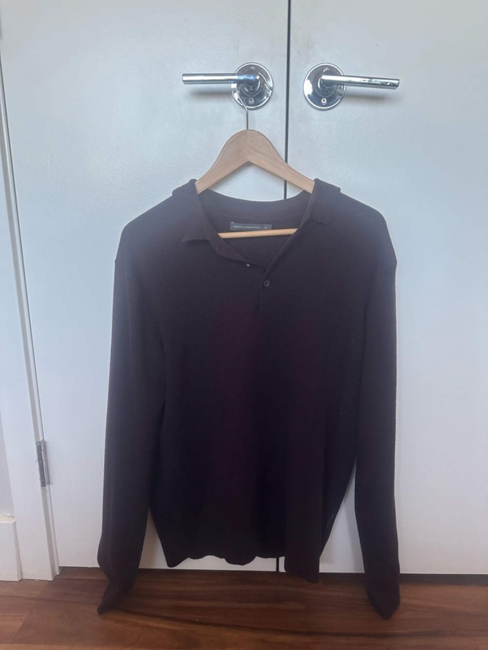 French Connection Men's V-Neck Knitted Sweater - Dark Plum